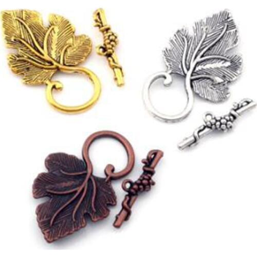 18 Sets Antique Silver / Copper / Gold Grape Leaf Alloy Toggle Clasp Jewelry Accessories Bracelets