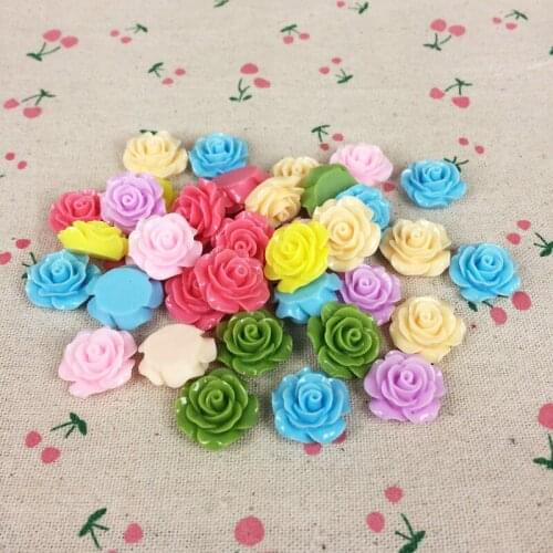 20Pieces Mixed Color Flatback Flat Back Resin Flower Kawaii Cabochon DIY Resin Craft Decoration For Hair Bow Embellishment 20mm