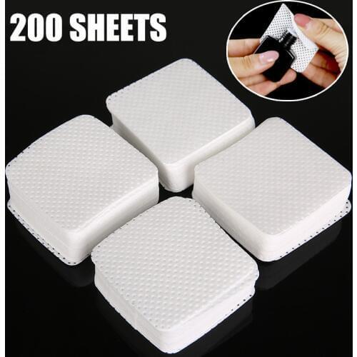 200 Sheets Eyelash Glue Remover Cotton Wipes UV Gel Nail Tips Polish Remover Cleaner Lash Glue Cleaning Cotton Pads Wipes