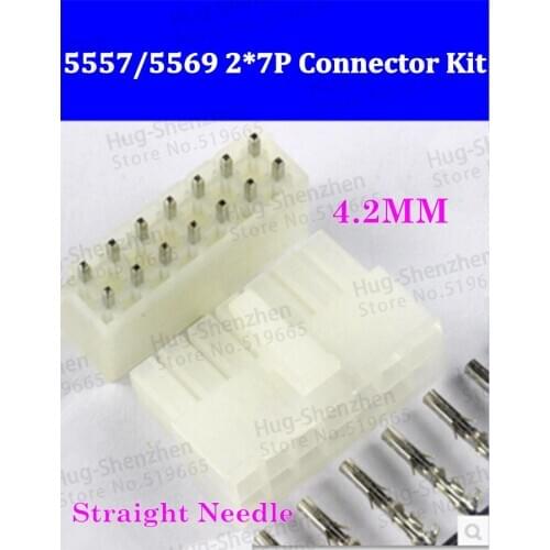 300pcs NEW Automotive Connectors 5557&5569 4.2MM 2*7P connector plugs straight needle holder + Terminal