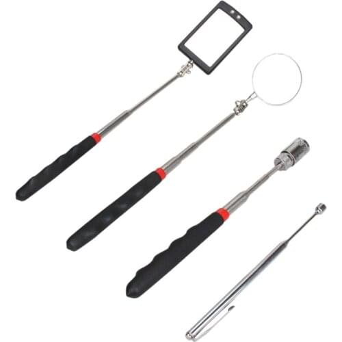 4 Pack Magnetic Pick-Up Tool,Telescoping 8 Lb/1.5 Lb Pick Up Sticks and 360 Swivel Inspection Mirror with Led Light for Extra Vi