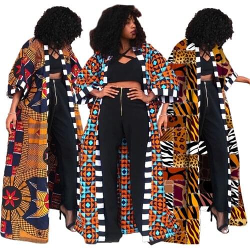 New Windbreaker African Ethnic Style Ladies Jacket Long Print Dashiki Stunning Elegant African Clothes for Women
