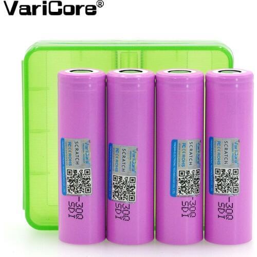 4PCS VariCore original ICR18650 30Q battery 3000mAh lithium battery powered rechargeable battery+Storage Bo
