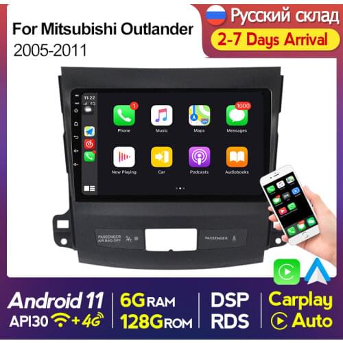 2Din Android 11 RDS DSP Car Radio For Mitsubishi Outlander Xl 2 CW0W 2005-2011 Navigation GPS Multimedia Player IPS Split Screen