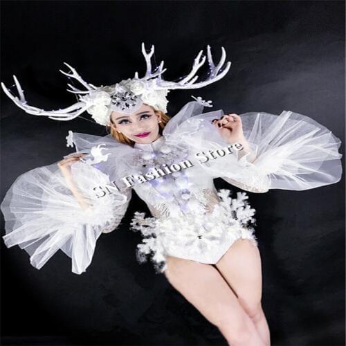 BC60 Christmas LED costumes ballroom dancer luminous dresses sexy women lighted clothes stage show wears skirt led bra dj bar