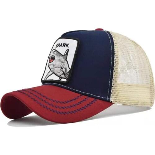 Unisex Fashion Animals Shark Embroidery Baseball Cap Men Women Snapback Hip Hop Hat Summer Breathable Mesh Sun Gorras Streetwear