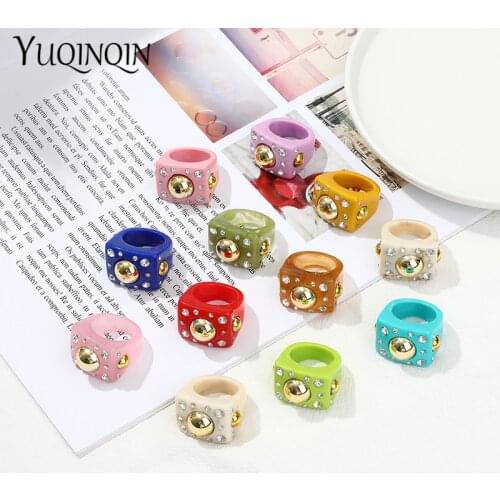 Multicolor Big Punk Finger Rings for Teen Girls Vintage Accessories Korea Elegant Ladies Crystal Rings for Women Fashion Jewelry
