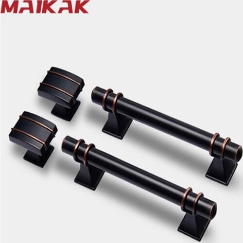 MAIKAK Black Furniture Cabinet Handles Drawer Knobs and Handles Zinc Alloy Kitchen Handle Cupboard Pull Furniture Hardware