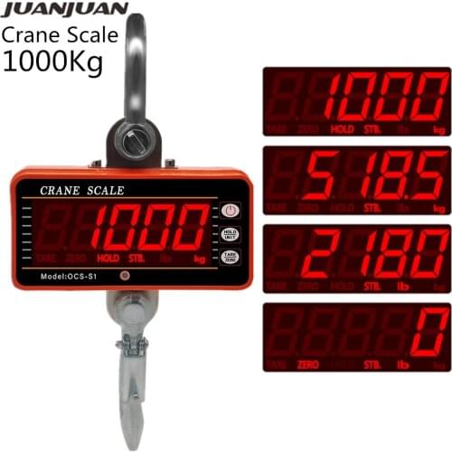 1000Kg 2000LB Crane Scales Industrial Heavy Duty Weighing Balance Digital Hook Scale Hanging Gram Weighting Steelyard 30