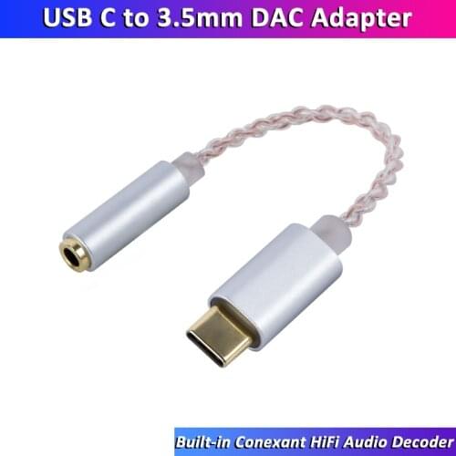 DAC earphone Amplifier USB Type C to 3.5mm Headphone Jack audio adapter 32bit 384kHz Digital Decoder AUX Converter Realtek