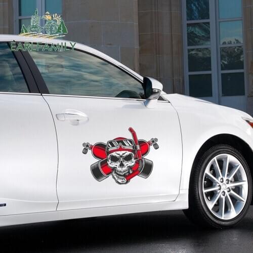 EARLFAMILY 43cm x 31.8cm for Skull Diver Down Fine Decal Scratch-proof Waterproof Bumper Vinyl Car Door Big Car Stickers
