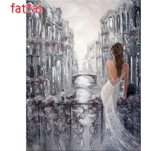 FATCAT Retro city landscape woman 5d diy diamond painting full square round drill diamond embroidery kits wall decoration AE2929