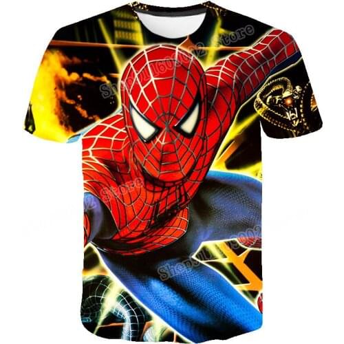 Spiderman Anime 3D Children Digital Print Boys and Girls Summer Thin T-shirt Marvel Boys Clothes Tops Kids Graphic Tee Gifts