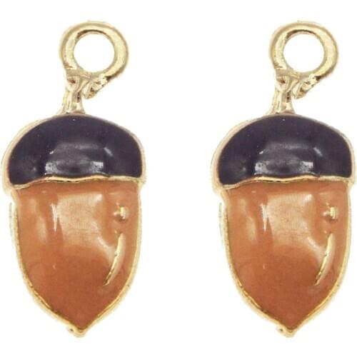 GraceAngie 5pcs/lot Enamel alloy Pine cones Pendant For Necklace Bohemia Earrings Charm DIY Metal Keychain Accessories Christmas