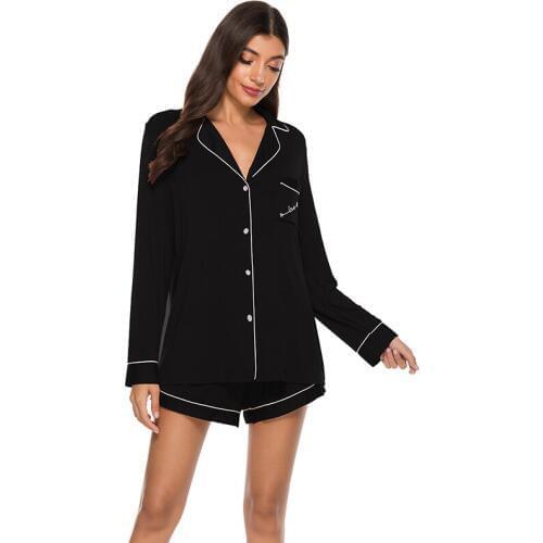 Hot spring and summer 2020 long sleeve shorts casual home clothes set sexy comfortable simple home clothes