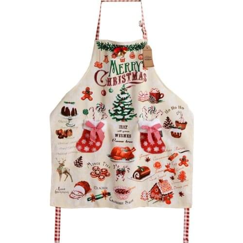 Cotton fashion pink high-quality baking mats Dessert shop Christmas pattern apron