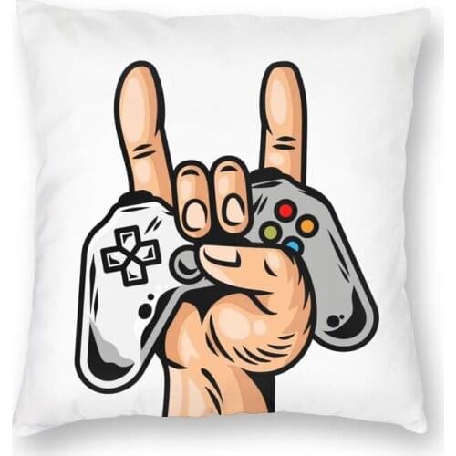 Video Game Joystick Gaming Rock Square Throw Pillow Case Home Decor Print Gamer Controller Cushion Cover for Sofa Double-sided