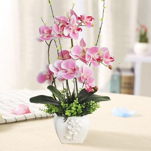 Chinese Ceramic Vase Simulation Flower Phalaenopsis Club Cafe Table Figurines Decoration Home Livingroom Furnishing Decoration