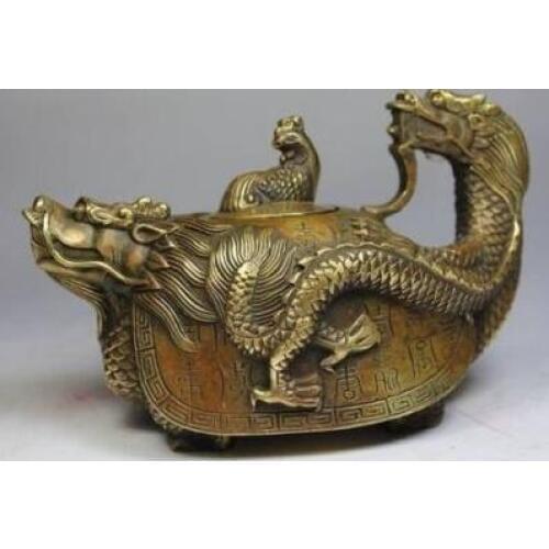 CHINESE OLD COPPER HANDWORK DRAGON TEA POT
