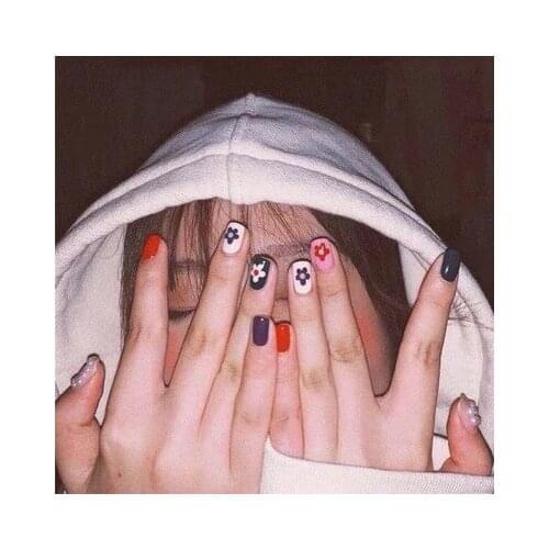 Korea 2020 Summer Sweet Cute Colorful Flower Nail Sticker Waterproof Design Nail Decals For Women Girls Party Accessories