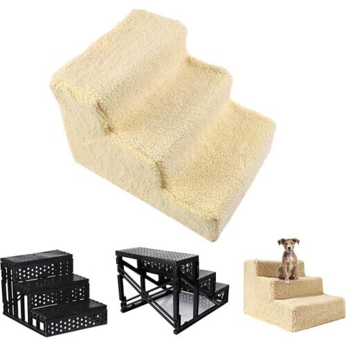 Pet Dog Cat Stairs Portable 3 Steps Ramp Easy Way Ladder Cover Indoor Nonslip Dog Bed Ladder Universal Pet Dog Accessories
