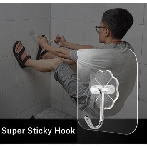 20Pc Clear Strong Adhesive Seamless Sticky Wall Hook Self Adhesive Hooks Door Wall Hangers Hooks Cup Sucker For Kitchen Bathroom