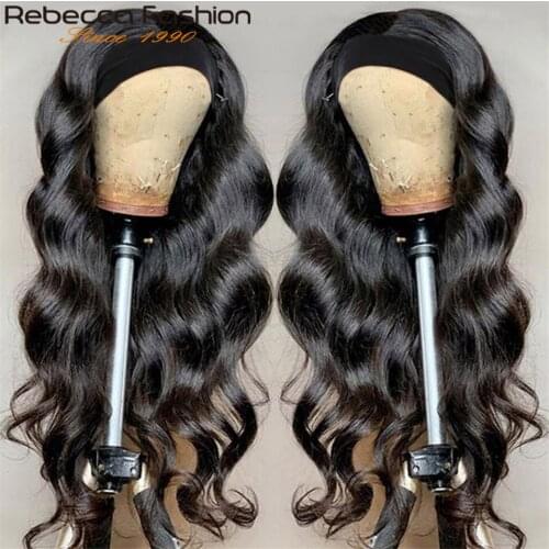 Malaysian Body Wave Headband Wig 8"-30" Glueless Human Hair Wigs For Black Women Full Density Remy Hair Chic Scarf Headband Wig