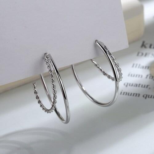 Fashion Personality Double Circle Hoop Earrings Womens C Shape Earrings Cocktail Party Jewelry Daily Earrings Accessories
