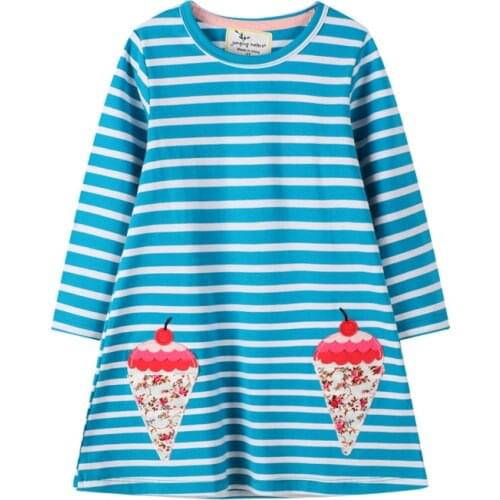 New Arrival Stripe Baby Party Dress for Autumn Spring Girls Cotton Clothing Ice Cream Embroidery Cute Costume