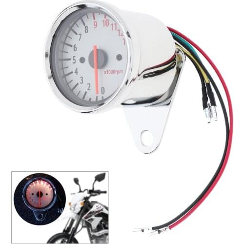 General Purpose 13000 RPM 12V DC Motorcycle White Chassis 5 Wire Speed Indicator
