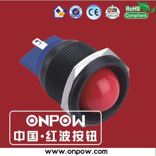 ONPOW 22mm anti-vandal domed black indicator signal lamp GQ22G-D/R/12V/A