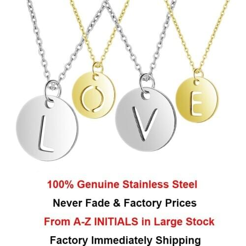 Letter Necklace Initial Name 100% Genuine Stainless Steel Jewelry Gold & Steel Color Accessories Girlfriend Gift