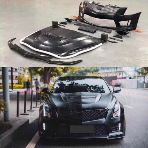 PP material Front bumper Body Kit For Cadillac ATS 2014-2017 Head Chin Lip Spoiler Engine Hood Bonnet Grill Mesh Car Styling