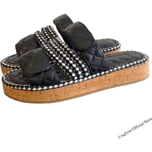 Thick Sole Casual Flat Sandals Leather Brand Women Open Toe Platform Gladiator Flip Flop Summer Fashion Beach Shoes Woman