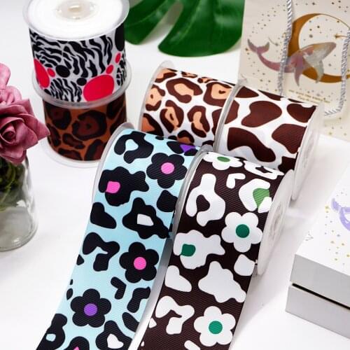 DIY Cartoon Leopard Printed Grosgrain Ribbon For Craft Supplies Sewing Accessories 5 Yards. 3208