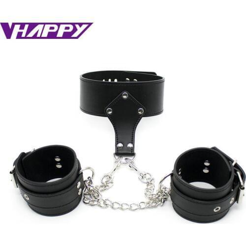 Adult Sex Toy Hand Neck bondage Slave Flirt Adult Game Sex Product Collar Chain Handcuff Couple Lover Sex Role Play CR003023A-4