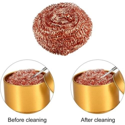 Desoldering Cleaning Ball Soldering Iron Mesh Filter Cleaning Solder Iron Tip Copper Wire Cleaner Ball Sponge Holder Clean Ball