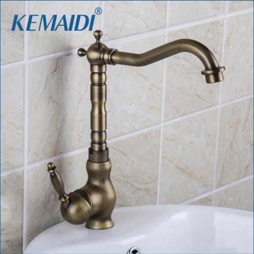 KEMAIDI Single Handl Antique Brass Kitchen Cozinha Torneira Kpah 8628 Deck Mount Brass Vessel Sink Faucets,Mixers & Taps