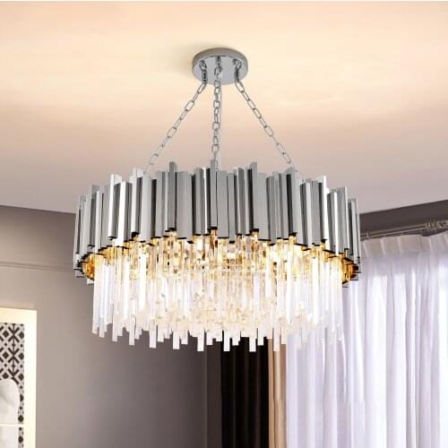Modern luxury round gold crystal chandelier lighting for living room dinning room zyrandol LED hanging lamp kitchen chandeliers