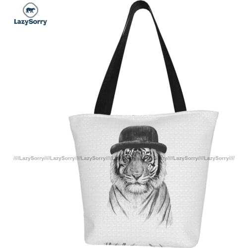 Tiger Shopping Bag Retro Polyester Office Handbag Female Fashion Bags