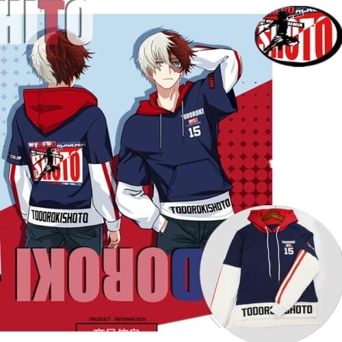 Anime Hoodie My Hero Academia Boku no Hero Academia Todoroki Shoto Unisex Autumn Fake two pieces Sweatshirt Pullover Coat