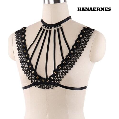 Women Top Bindz Body Elastic Harness Pole Dance Dance Wear Sexy Lingerie Punk Leg Garter Hollow Open Chest Bra