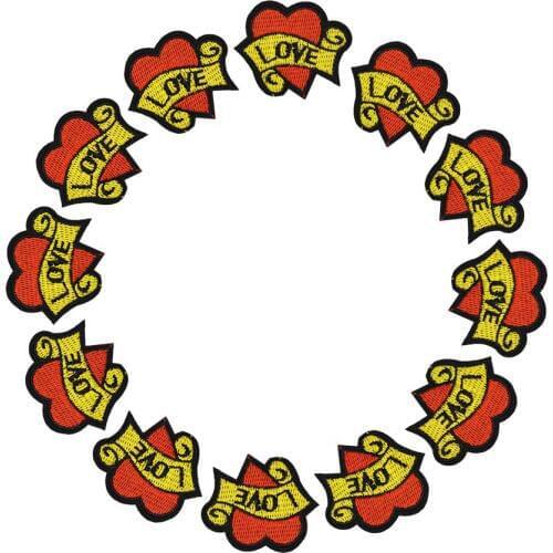 10PCS Loves Patches for Clothing Red Heart Patch DIY Iron On Clothes Jacket Backpack Shoes Dress Embroidery Applique Accessories