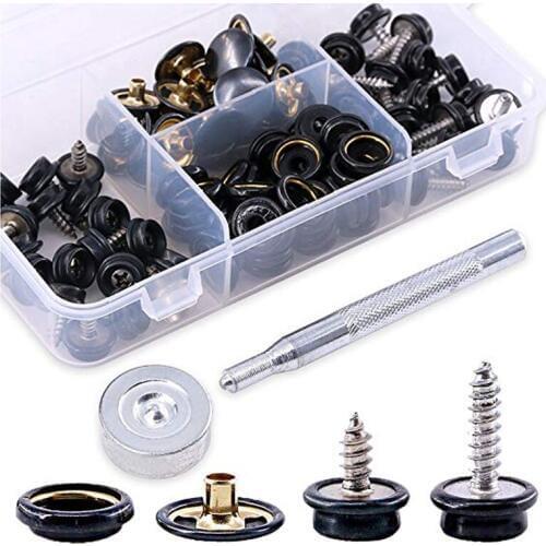 120 Pieces Stainless Steel Marine Grade Canvas and Upholstery Boat Cover Snap Button Fastener Kit with 2Pcs Setting Tool (40 Set