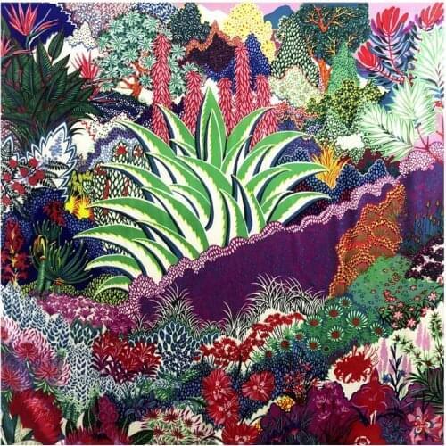 130cm Square Silk Women Scarf Luxury Brand Europe Design Foulard Secret Garden Plant Print Square Scarves Fashion Shawls Wraps