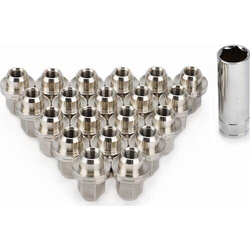 20pcs 304 Stainless Steel 12x1.5 Mag Seat Flat Seat Lug Nuts 41mm Length Hex 19mm For Toyota Camry Corolla closed-end