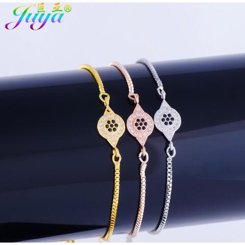 2018 New Design Christmas Gifts Micro Pave Zircon Greek Evil Eye Connector Charms Gold Box Chains Women Fashion Charm Bracelets