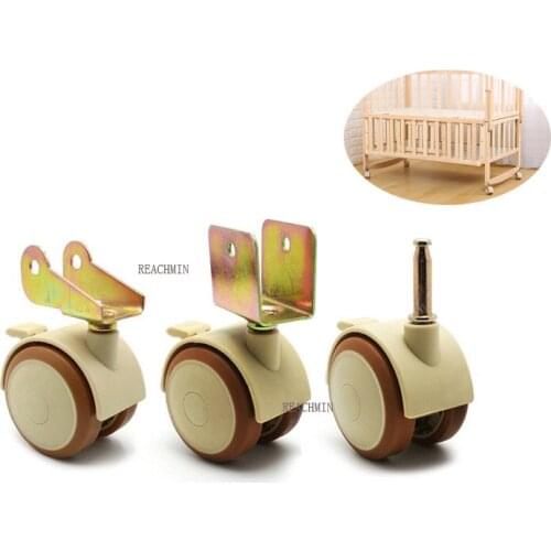 4Pcs 2'' Furniture Crib Swivel Casters Cabinet Clamp with Brake Wheels Nylon Furniture support leg for Chairs Baby Bed Trolley