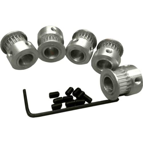 5pcs GT2 2GT alumium timing pulley 20teeth alumium bore 6mm fit for GT2 belt width 6mm for CNC 3D printer