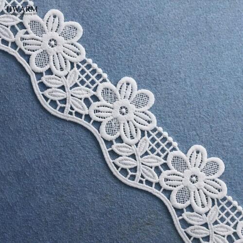 5yards 6.5cm african Lace Fabric Trim Ribbons white flower wedding decoration for home DIY cloth accessories Bulletless laces